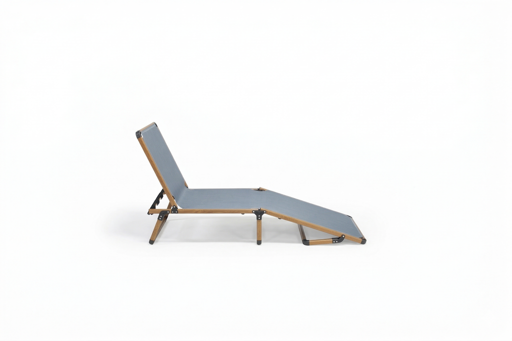 Bosphorus Folding Sun Lounger, Teak frame, Jeans sling [Teak / Jeans]
