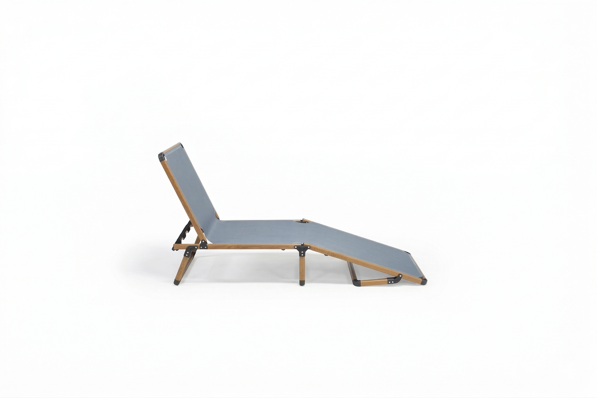 Bosphorus Folding Sun Lounger, Teak frame, Jeans sling [Teak / Jeans]