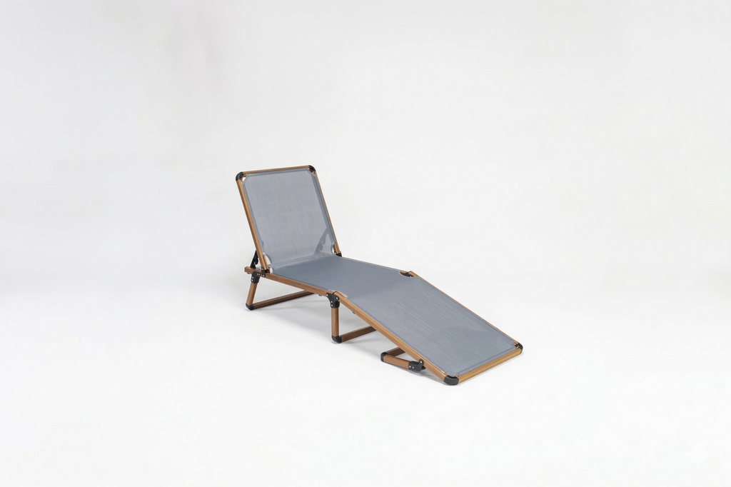Bosphorus Folding Sun Lounger, Teak frame, Jeans sling [Teak / Jeans]