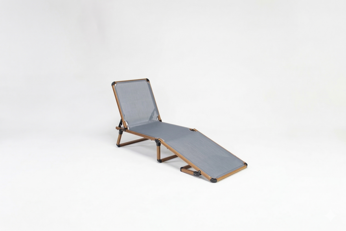 Bosphorus Folding Sun Lounger, Teak frame, Jeans sling [Teak / Jeans]
